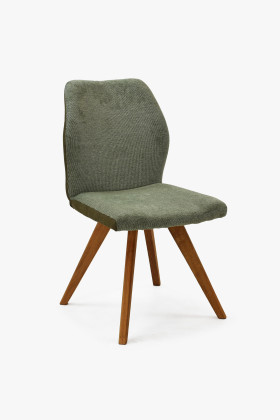 Zöld szövetes szék tölgyfa lábakkal, könnyen tisztítható huzattal